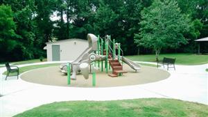 Playground with poured in place rubber playground surface.